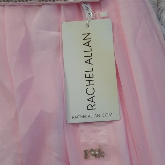 Rachel Allen 7220 Piece High Neck Racerback Beaded Crop Top Chiffon Skirt Size 2 - Picture 5 of 14